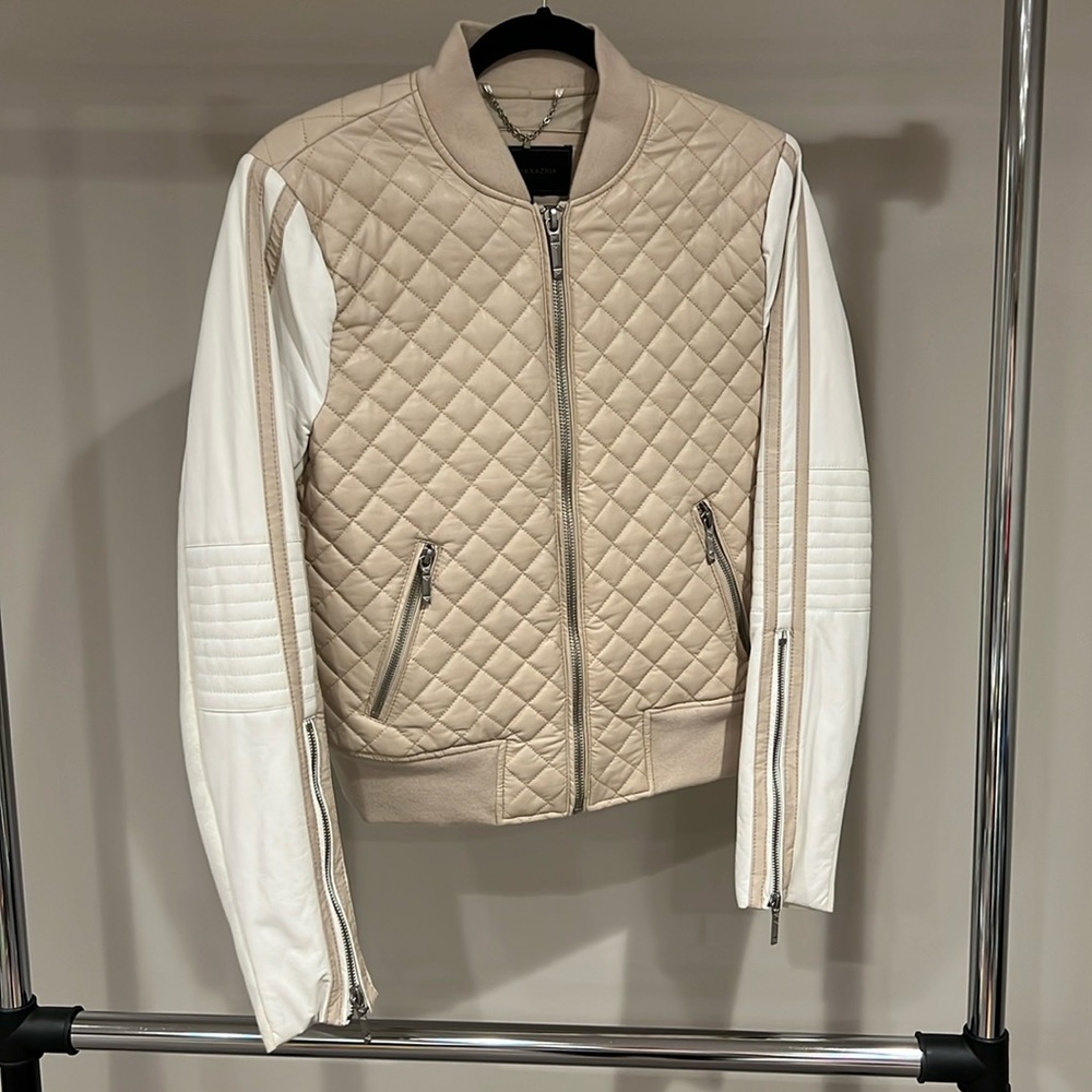 BCBG Max Azria Quilted Faux Leather Jacket